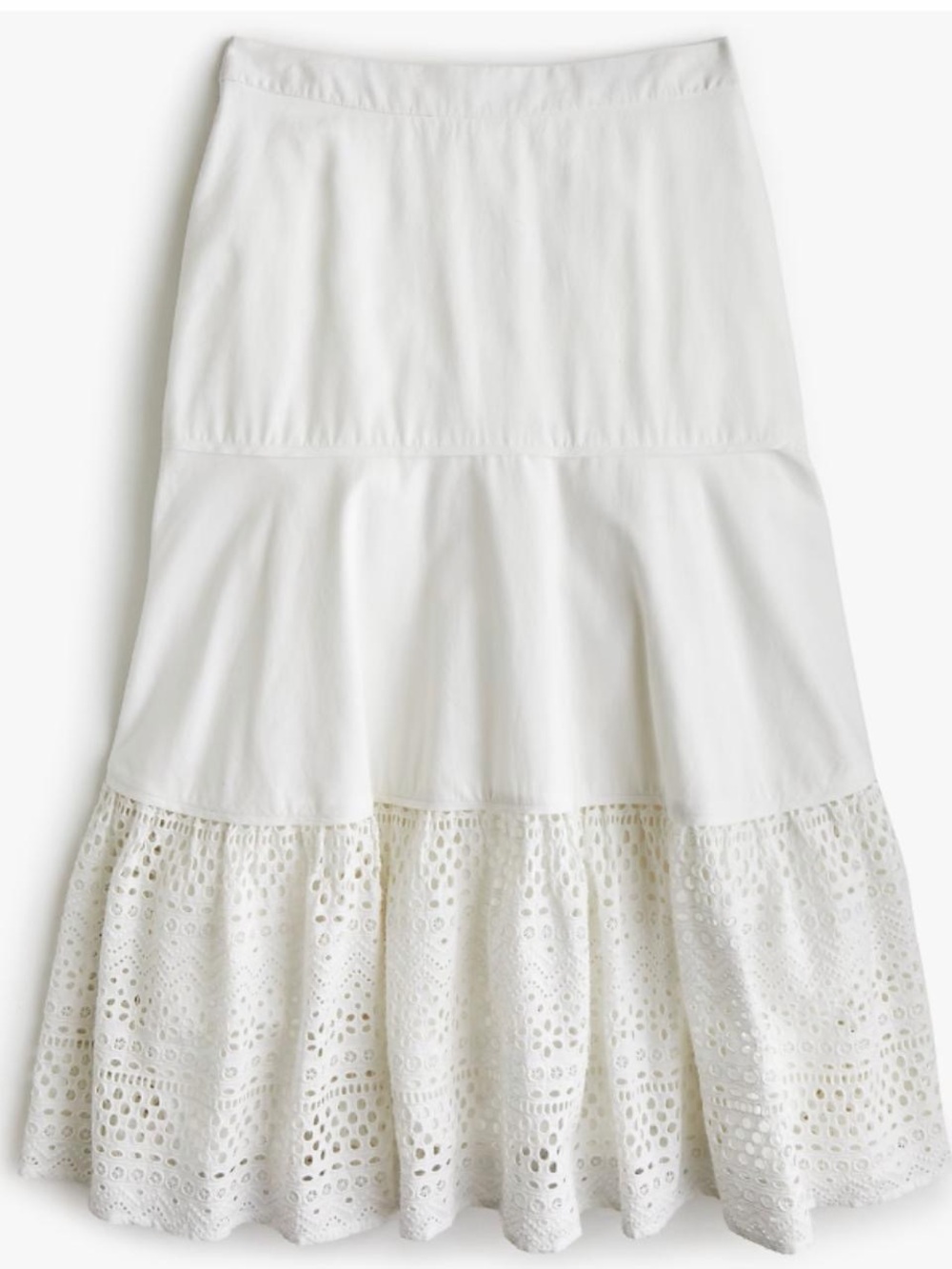 J.Crew Point Sur White Eyelet Midi Skirt - size 16